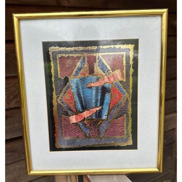 vintage framed synergy foil art 14x16 framed dimensions, print dimensions 9x11”